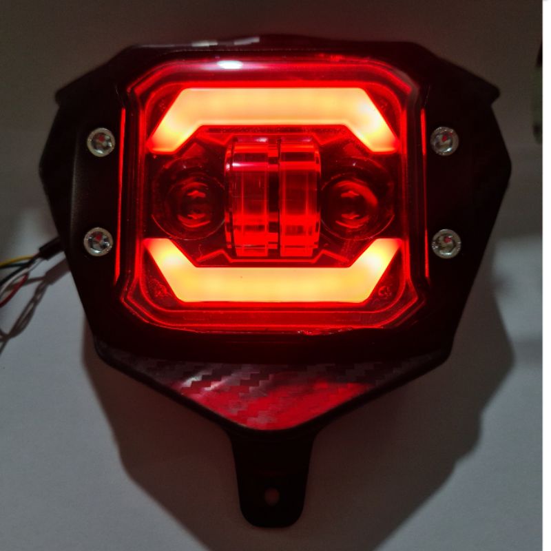 headlamp klx crf wr led lampu case besi casing kesing besi + alis / lampu depan klx cr wr supermoto