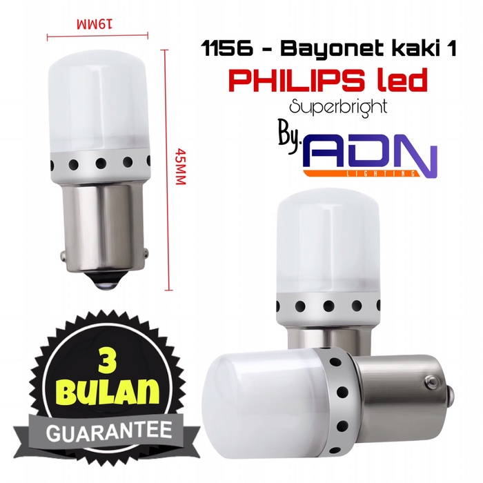 Lampu 1156 Bayonet putar 1 kaki PHILIPS LED Lensa NEON By ADN - Merah