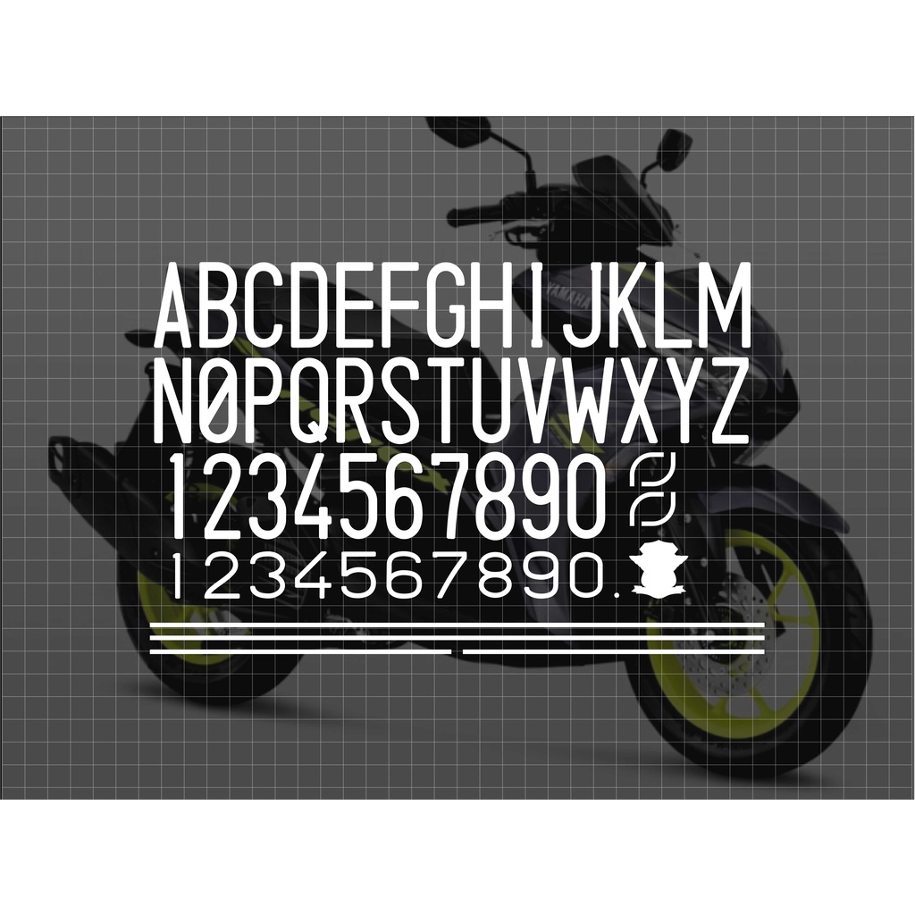 Cutting Sticker Angka Plat Nomor Motor