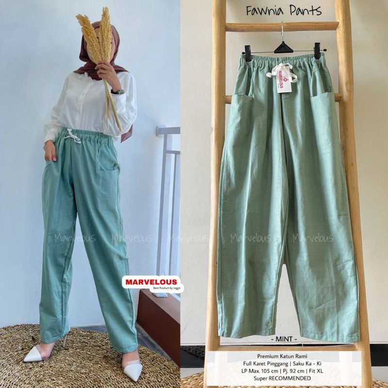 fawnia pants celana baggy katun rami by marvelous