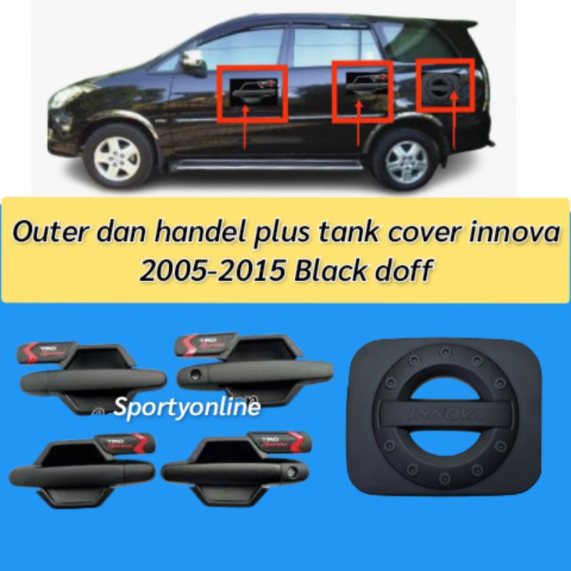 outer dan handel plus tank cover innova 2005-2015 black doff