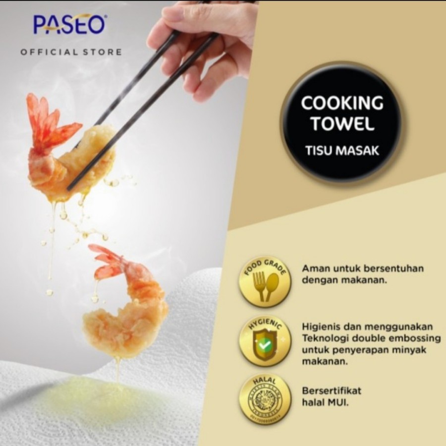Paseo Calorie Absorb | Tissue Penyerap Minyak &amp; Air | Tissue Dapur 3 Roll