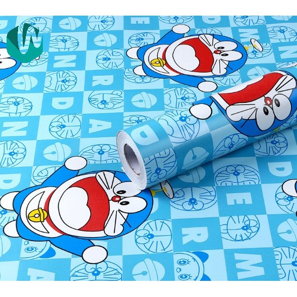 WALLPAPER STICKER | MOTIF DORAEMON HAPPY | Lebar 45cm x Panjang 9 meter