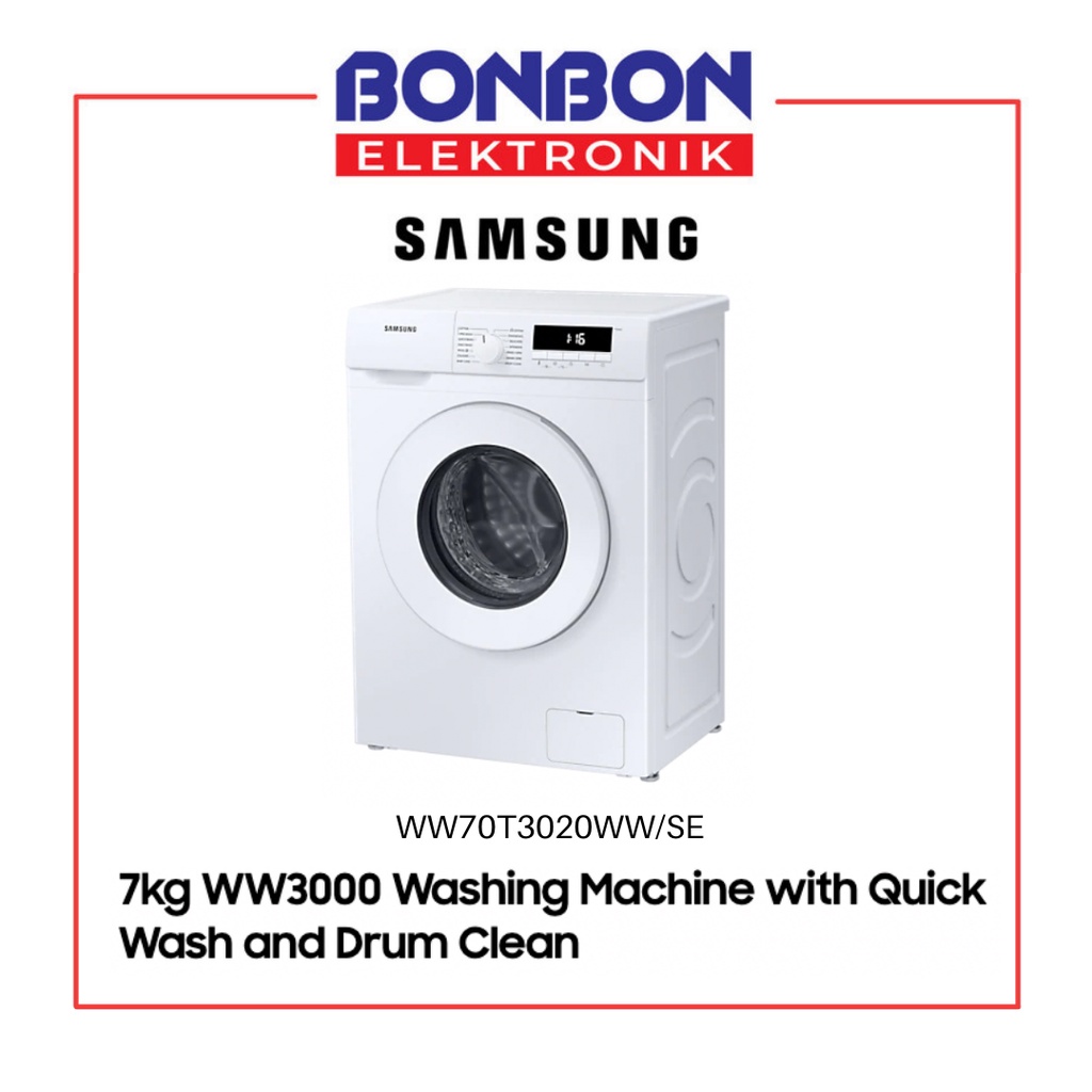 Samsung Mesin Cuci Front Loading 7KG WW70T3020WW/SE Digital Inverter WW3000