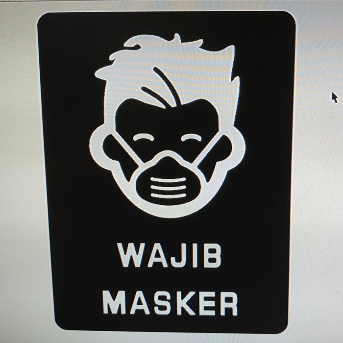 Acrylic sign/tanda "WAJIB MASKER" boy