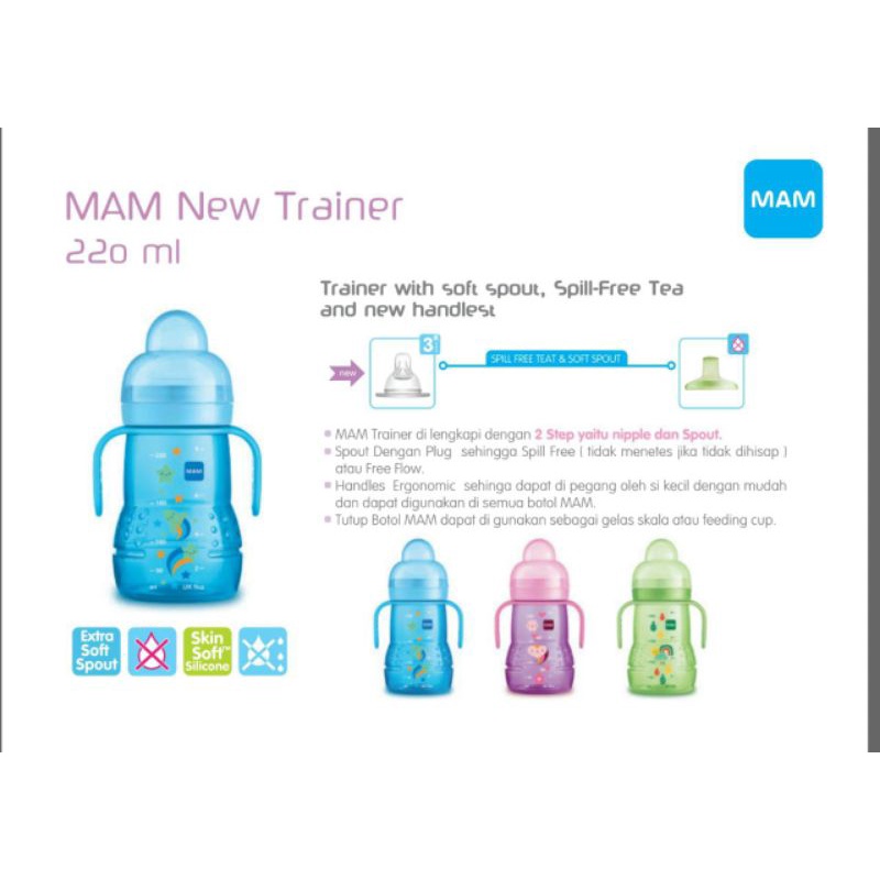 [Harga Promo] MAM Trainer with Spill Free Teat &amp; Spout | Baby Training Cup | Soft Spout Cup