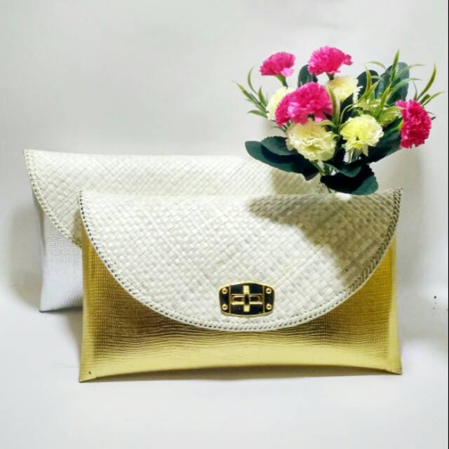 Dompet Pesta Gold / Dompet Pesta Silver / Clutch Pandan Polos Kombi Lorena Gold / Cluth Pesta Cantik