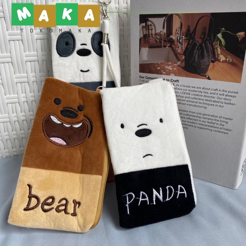 

kotak pensil persegi panjang kain we bare bear tempat pensil tempat penyimpanan alat tulis pouch handphone lucu murah import perlengkapan sekolah anak