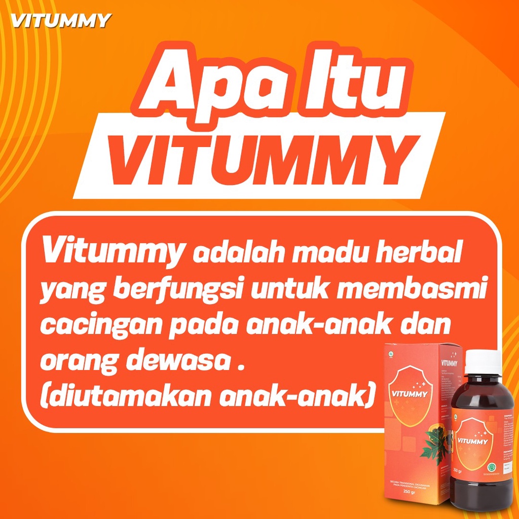 Vitummy -  Vitumi Madu Herbal Basmi Cacingan Anak & Dewasa Tingkatkan Nafsu Makan Atasi Perut Buncit Anak Menambah Berat Badan Melancarkan Pencernaan-1