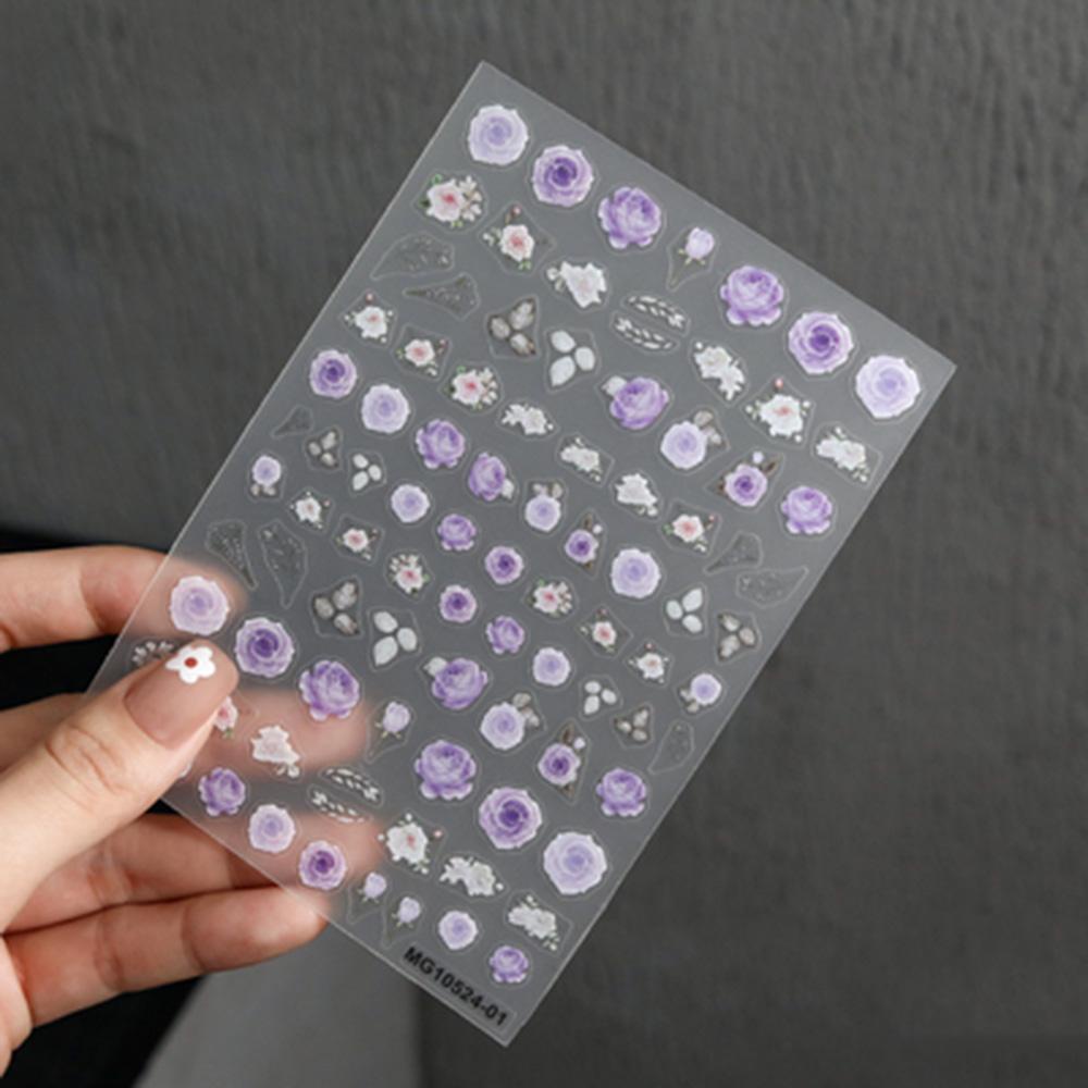 Mxbeauty Stiker Nail Art Indah Retro Silder Decal Bunga Taman Perekat DIY Perhiasan Nail Art