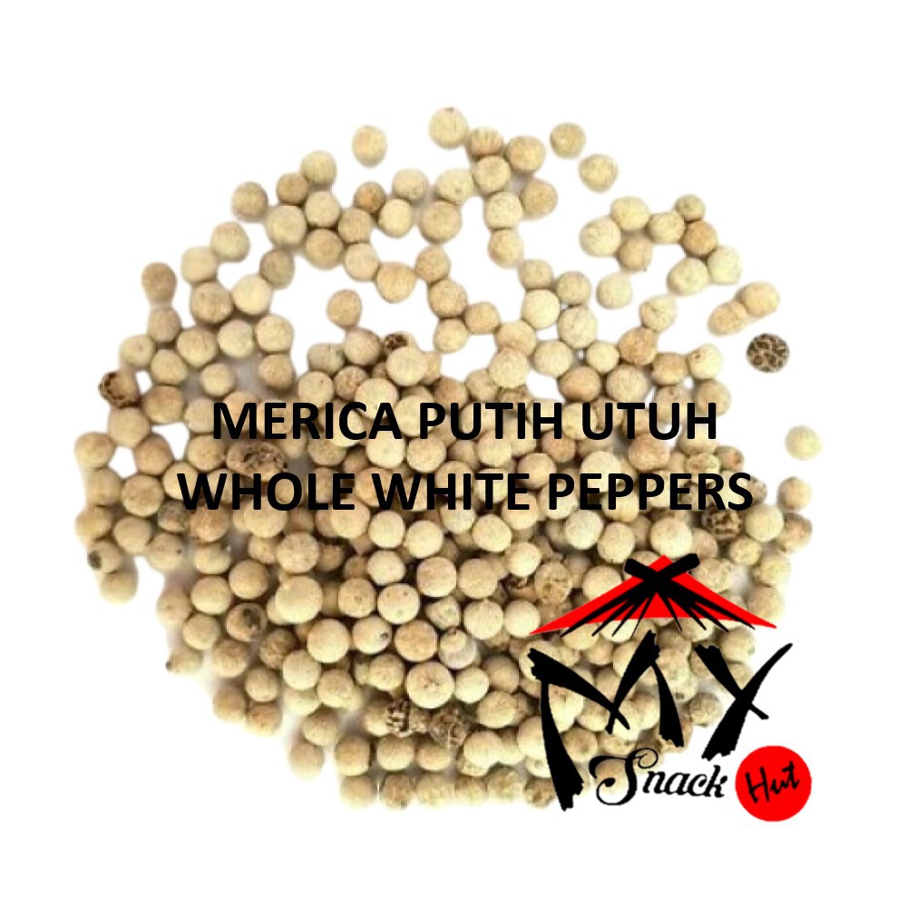 LADA PUTIH BIJI 25GR - MERICA BUTIR UTUH - MERICO BAI HUJIAOFEN PEPPERCORN - WHOLE WHITE PEPPERCORNS