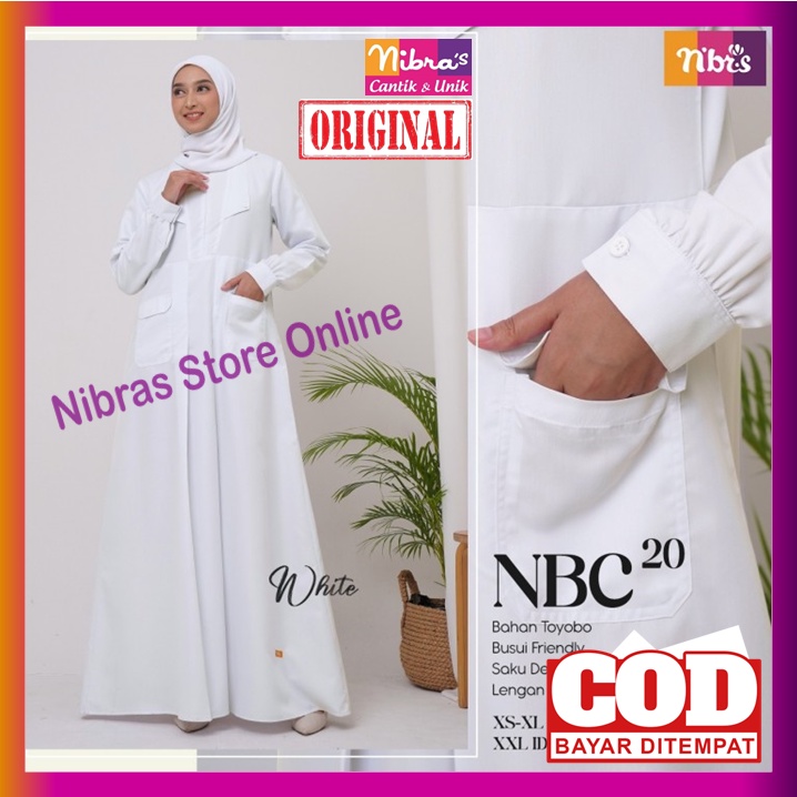 Nibras Gamis Terbaru 2022 Gamis Nibras Promo NBC 20 Hitam Putih Polos Toyobo Baju Dress Dres Wanita 