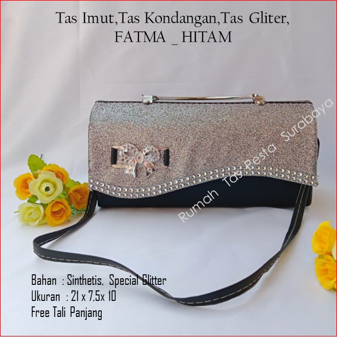 Tas Imut,Tas Kondangan,Tas Gliter,FATMA _ HITAM