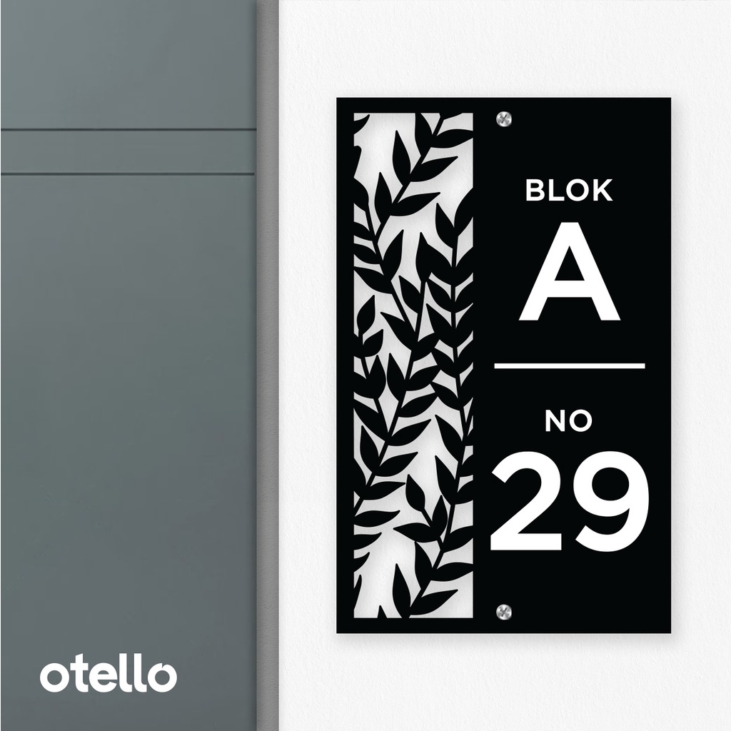 Otello Papan Alamat Rumah Custom Nomer No Rumah Acrylic Akrilik Label Nomor House Number Label Estetik Mewah Modern Eksklusif