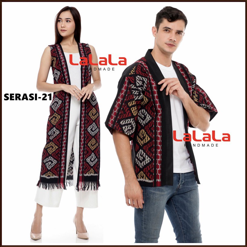 set tenun - couple etnik, outer tenun, baju etnik - sarimbit atasan blazer Kondangan Pesta Wanita