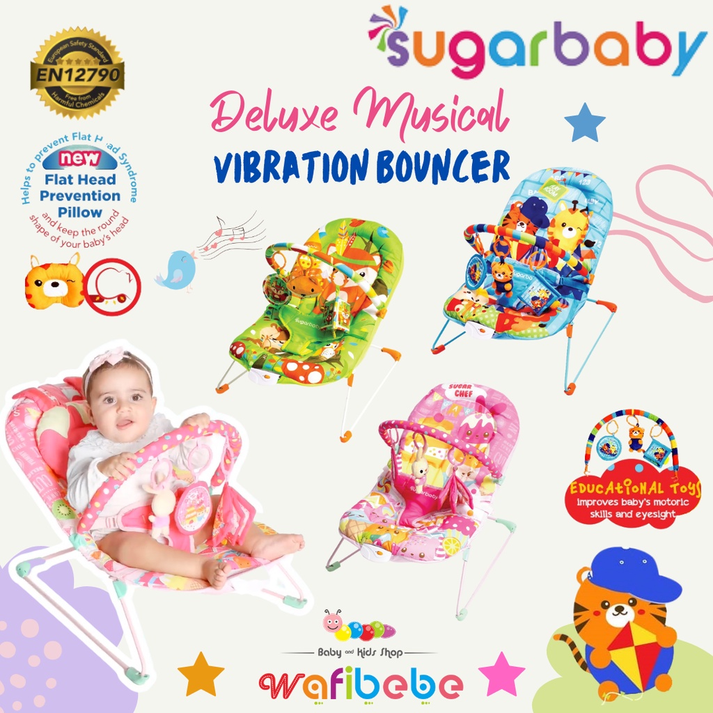Sugar Baby Deluxe Musical Vibration Bouncer 1 Recline Dudukan Tidur Kursi Getar Goyang Bayi Sugarbaby Bouncher Original