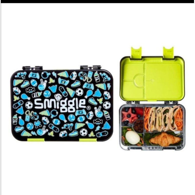 NEW EX KADO smiggle happy bento lunch box black medium