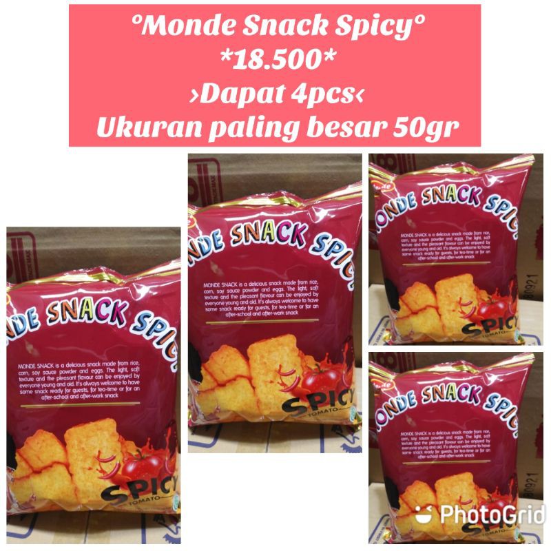 

DAPAT 4pcs MONDE SNACK SPICY UKURAN BESAR 50gr