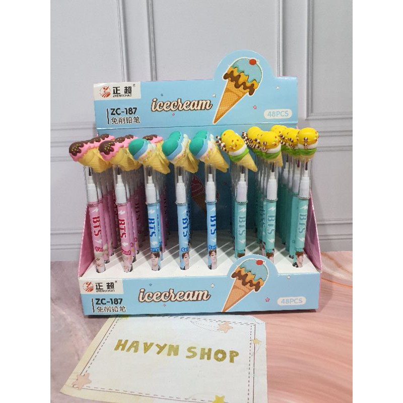 (4pc) pensil lantu/lantu bensia/pensil cabut lucu/pensil bongkar pasang-Ice Cream