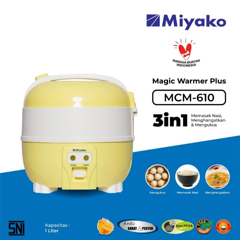 Rice Cooker 1 Liter Penanak Nasi 3in1 Miyako MCM-610 Majicom 1L Magicom Mini MCM 610 Alat Masak Nasi