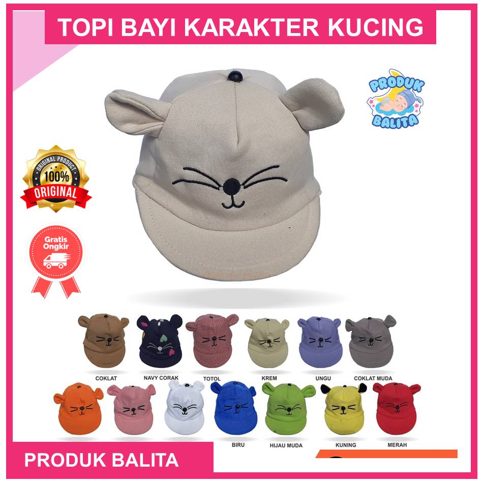 Topi Bayi Lucu Karakter Kucing  Topi Anak Laki-Laki Perempuan Terlaris