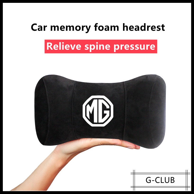 G-club Bantal Leher Bahan Kulit Rusa Memory Foam Untuk Headrest Mobil MG