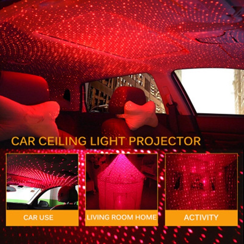 Lampu Led Dekorasi Interior Mobil Lampu Led Langit Proyektor USB Model Bintang