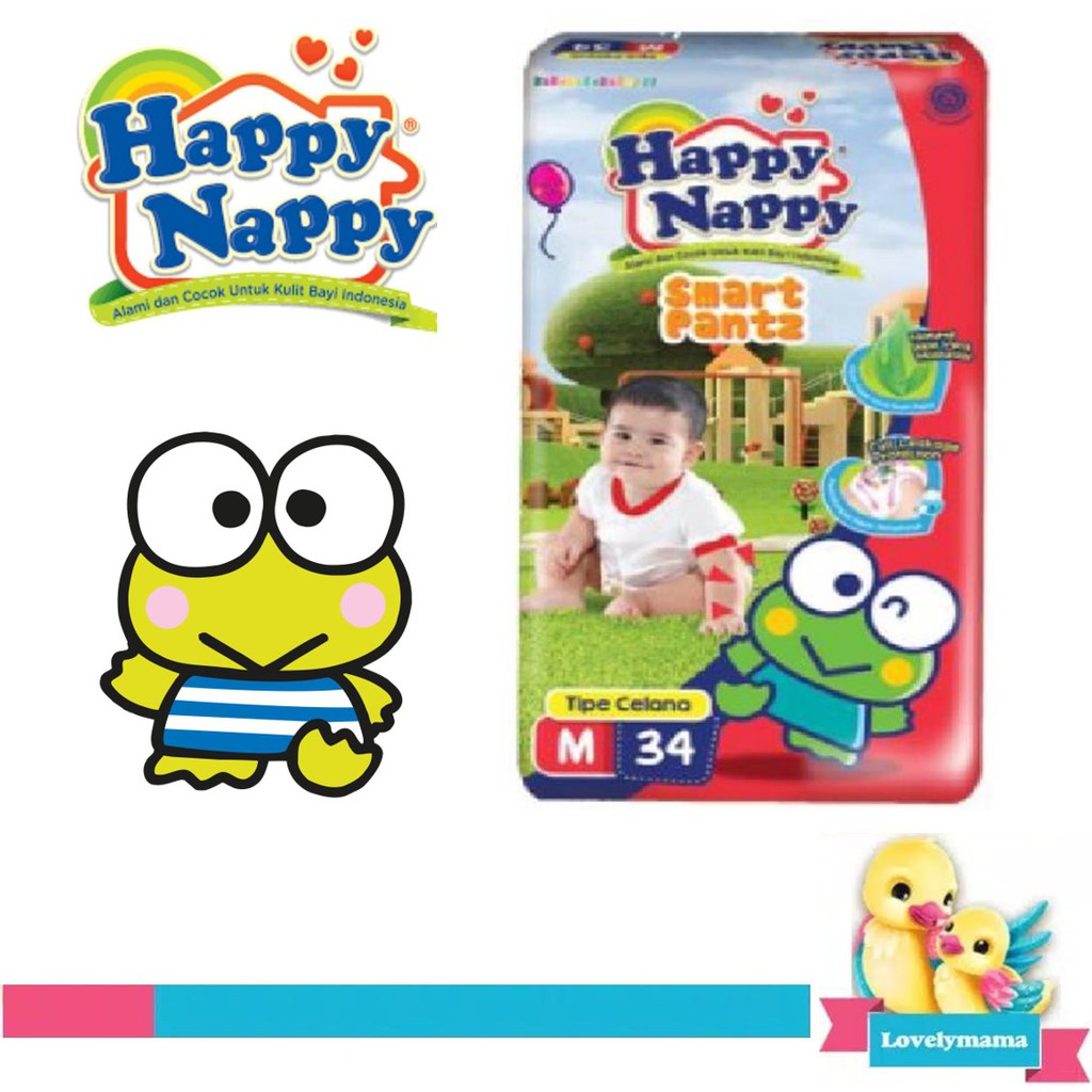 Happy nappy M34 smart pantz pants celana diapers popok bayi M 34 popok sekali pakai baby pants lovelymama lovelymama411