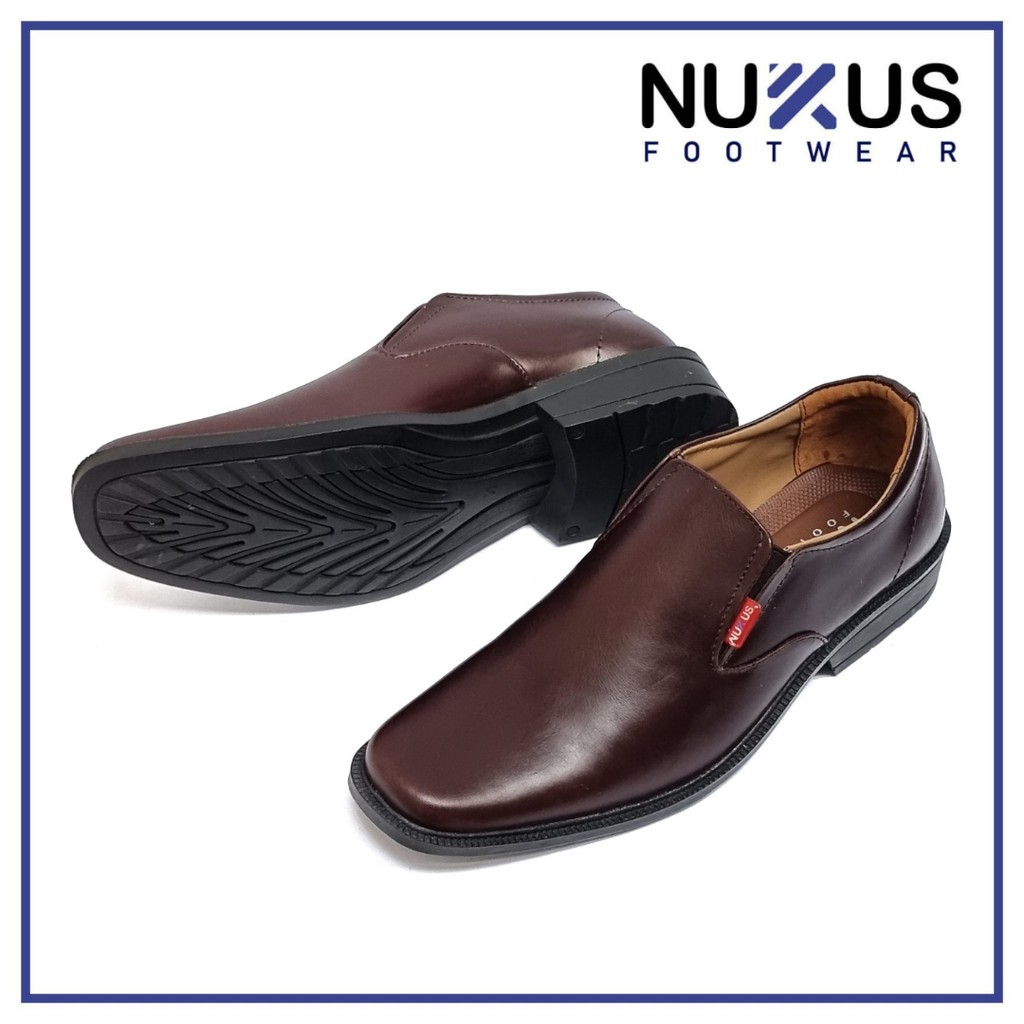 Nukus Sepatu Pantofel Pria Coklat Kulit Sapi Asli - NKP 04