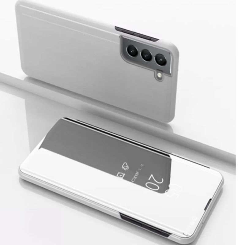 SAMSUNG S22+ s22 Plus Flip Case Cover Kaca Mirror clear view Standing