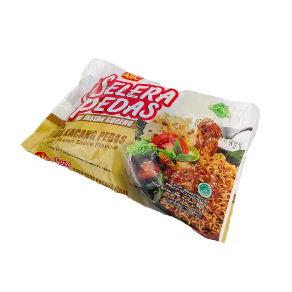 Mie ABC/Selera Pedas/Mi instan goreng/Saus Kacang Pedas/80g