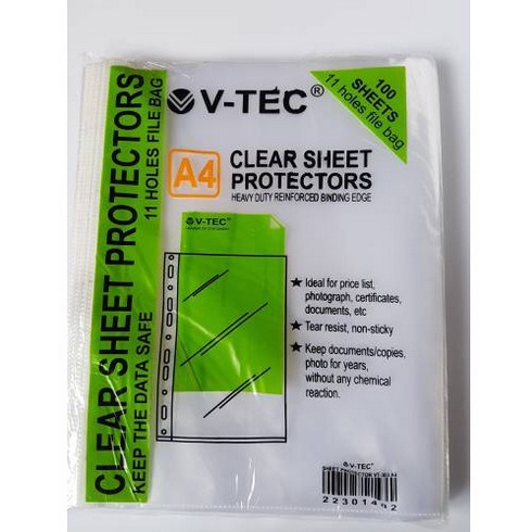 

V-TEC Sheet Protector VT 303/A4 - FOLIO {10 lbr/pak}