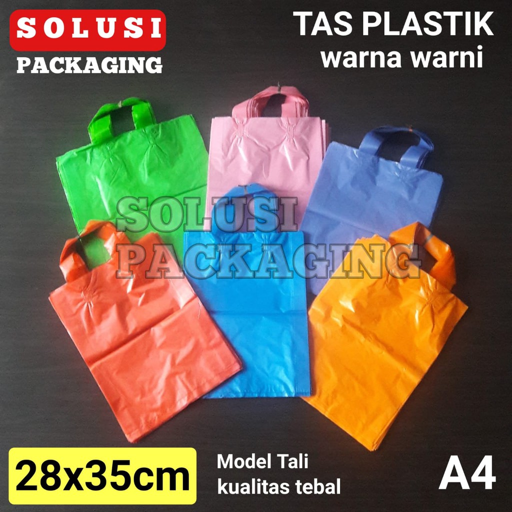 

TAS PLASTIK WARNA 28x35CM TALI ISI 100/TAS MALL TAS PRODUK KANTONG PLASTIK PACKING