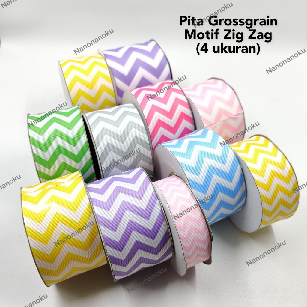 Pita Grossgrain Motif Zigzag 1 inch (2,5 cm) - 1,5&quot; (4cm) - 2&quot; (5cm) - 3&quot; (7,5cm)