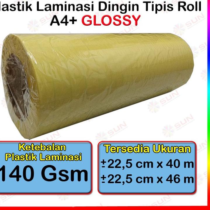 

Plastik Laminasi Dingin Tipis Roll A3+ / A4 + 140 micron - Motif Glossy, Doff Matte Sticker Bening Transparant Pelapis Kertas Foto Glossy Po Paper ,.