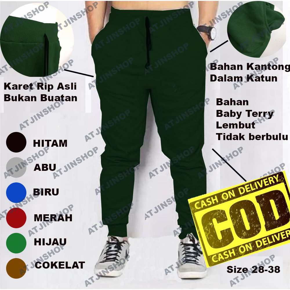 Atjin- Celana Joger Training Pria Bahan Baby Terry Lembut TERMURAH [ 6 Warna ]