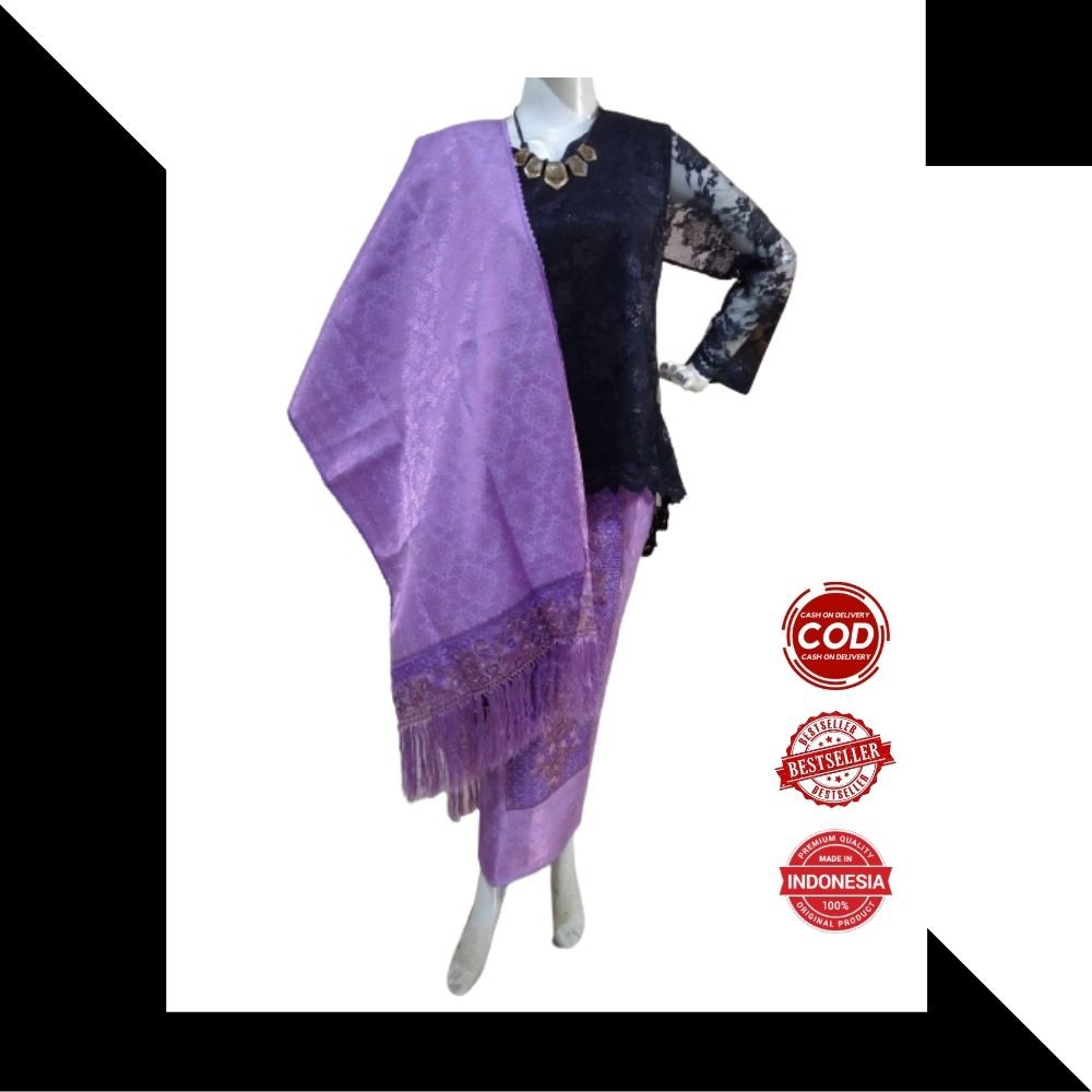 Nyimas Songket - Kain Songket Palembang Set ATBM Bordir 2 In 1 Ungu