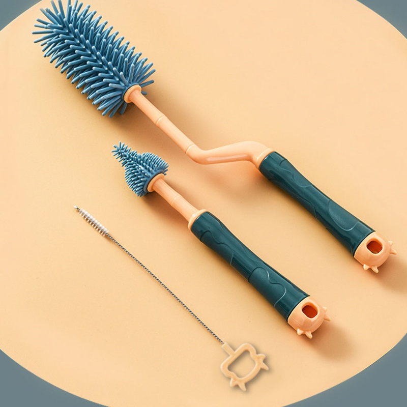 Mary 3pcs / Set Sikat Pembersih Botol Susu / Dot Bayi Dengan Gagang Putar