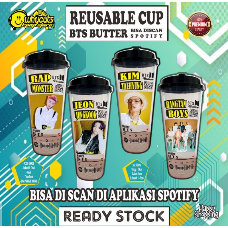 REUSABLE CUP BTS SCAN SPOTIFY NEW !! ( MHN BACA DESKRIPDI PRODUK )