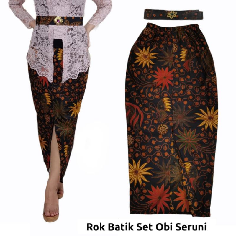 Rok Span Panjang / Kamen / Bawahan Kebaya Batik Katun Set Obi Aneka Motif