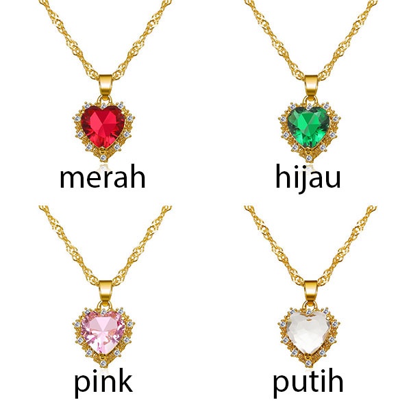 kalung hati kristal crystal zircon love necklace (3D3) jka234