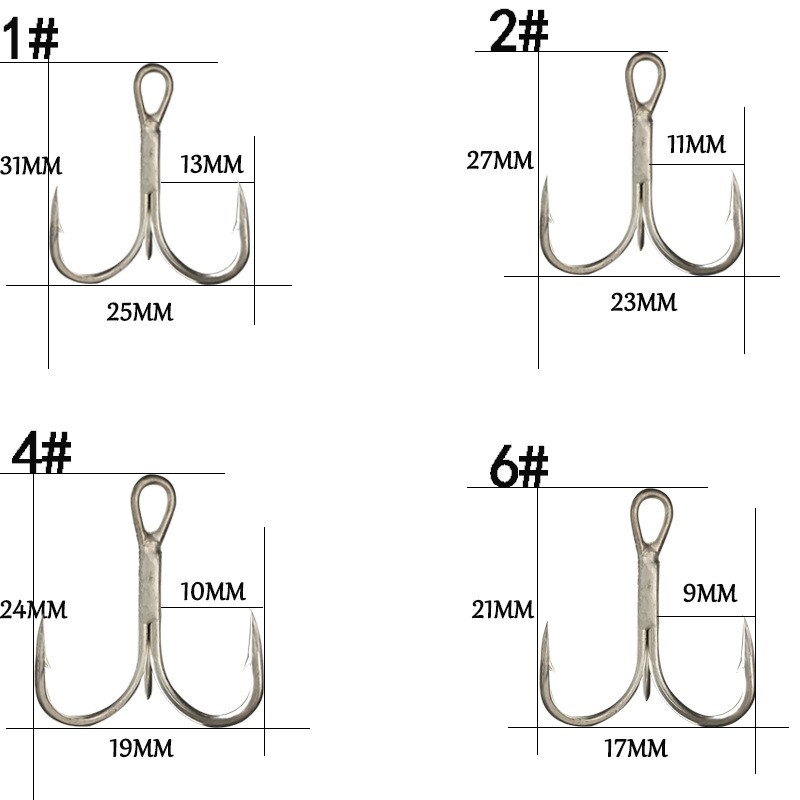 10Pcs Umpan Pancing Bentuk Ikan dengan Kail / Mata Pancing Treble Fishing Hook