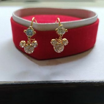 (COD)Anting rumbai anak &amp; remaja warna rose gold Mickey mause perak asli 925/silver lapisan emas kuning..