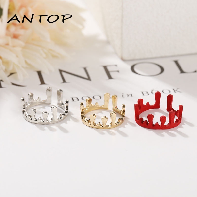 Fashion Sederhana Tidak Teratur Mahkota Cincin Pembukaan Adjustable Temperamen Cincin Wanita Perhiasan Aksesoris ANTOP