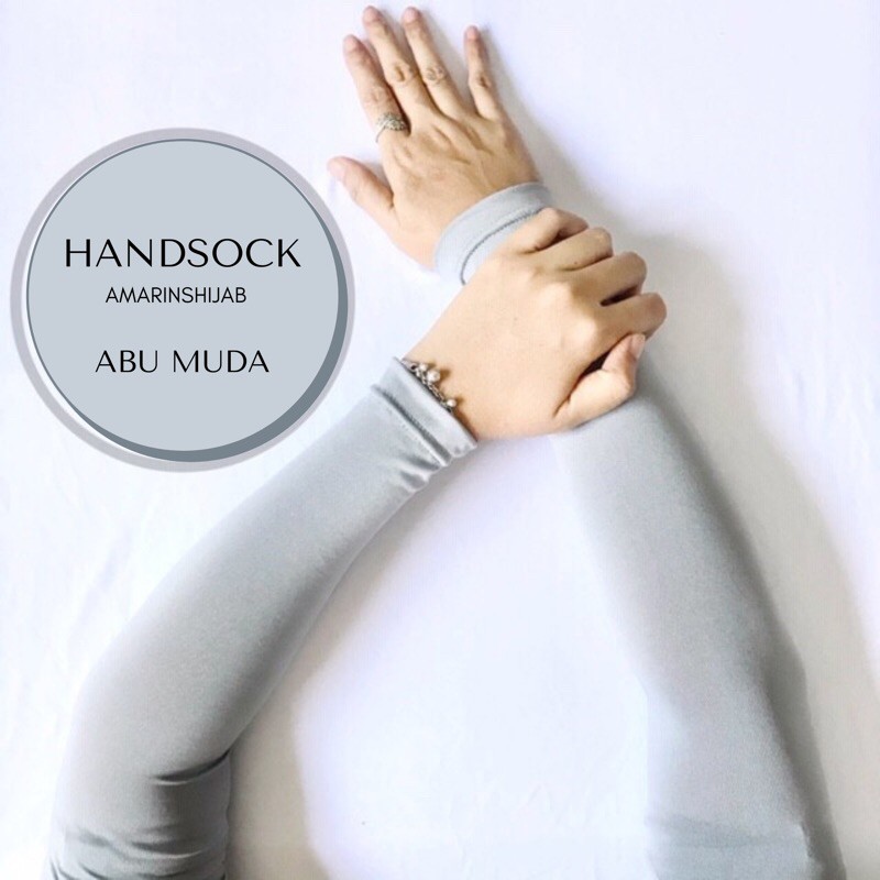 Manset tangan spandek Ballon / Handsock polos lengan panjang / Manset tangan wanita dan pria-Abu muda