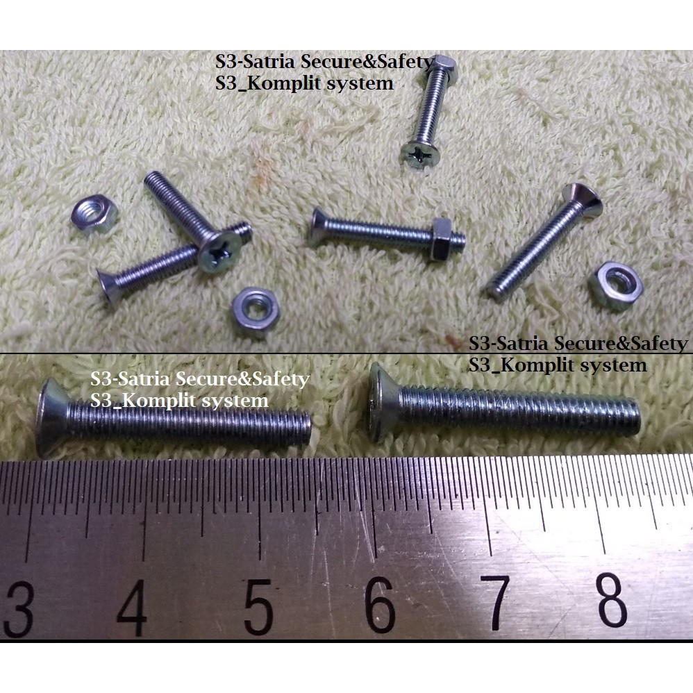 Baut mur 4x25 2.5cm 4 x 25 mm M4 bisa untuk Fan kipas 4 5 6 8 9 12 cm