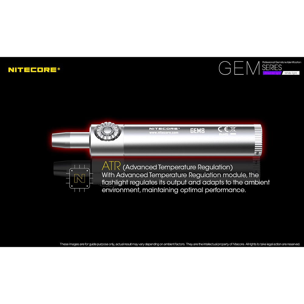 Nitecore GEM8 Senter Indentifikasi Batu Mulia Gemstone XP-L HI V3 500 Lumens - Silver