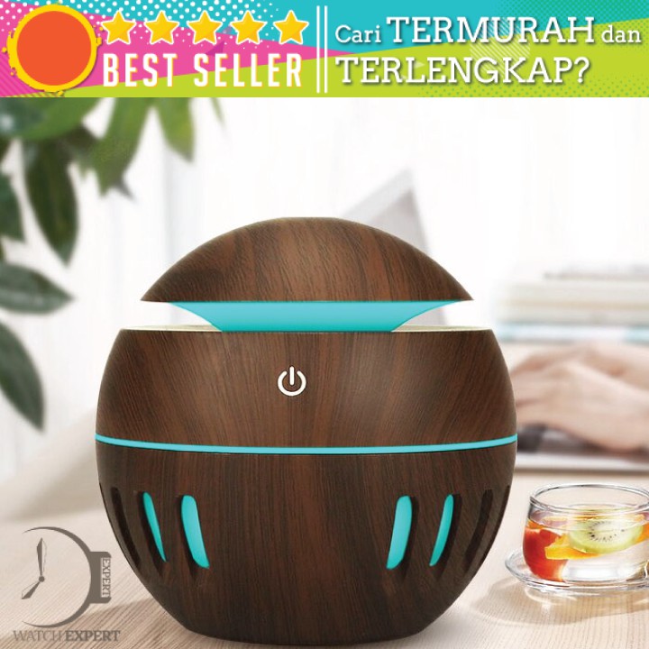 BAYAR DI TEMPAT Pelembab Udata Air Humidifier Aromatherapy Diffuser Wood Design 130ml - Dark Brown