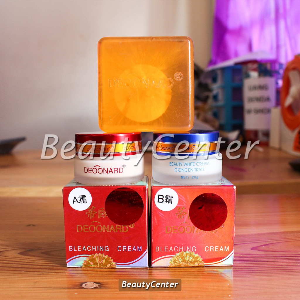 Set Cream Deoonard Bleaching Merah / Red 20gr + Soap