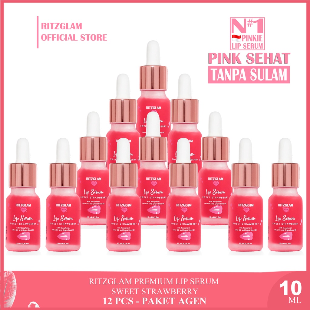 RITZGLAM Agen 12Pcs  Lip Serum Vitamin Pelembab Pemerah Bibir liptint balm gloss